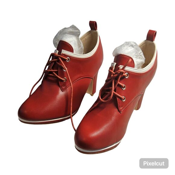 New Faux Leather Platform lace up chunky heel ankle boot Size 10 - Picture 8 of 9